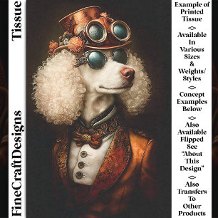 Papier Mousseline Blanc Royal Poodle Steampunk Chien AX6 Découpage