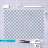 Papier Mousseline Blanc Shabby Chic Gingham Bleu Glace Clair (Artisanat)