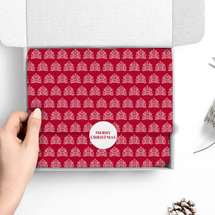Papier Mousseline Blanc sur arbre de Noël scandinave rouge