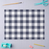 Papier Mousseline blanc sur emballage en plaid en vichy bleu (Artisanat)