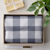 Papier Mousseline blanc sur emballage en plaid en vichy bleu (Cadeau)