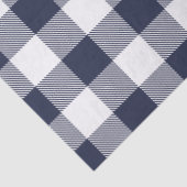 Papier Mousseline blanc sur emballage en plaid en vichy bleu (Détail)
