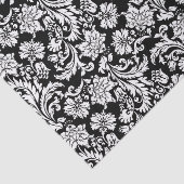 Papier Mousseline Blanc sur noir Motif de Damas florales (Détail)