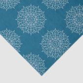 Papier Mousseline Blanc Turquoise bleu moderne Mandala Boho Découpag (Détail)