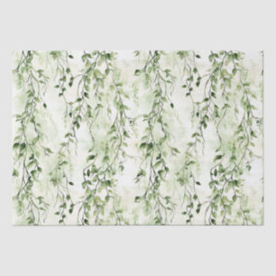 Papier Mousseline Blanc Vert Ivy Feuilles Wild Jungle Anniversaire