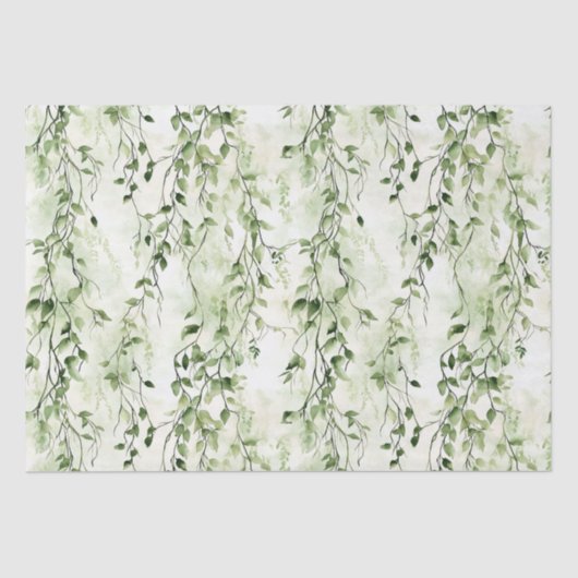 Papier Mousseline Blanc Vert Ivy Feuilles Wild Jungle Anniversaire (Recto)