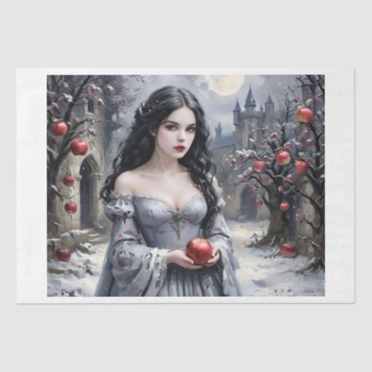 Papier Mousseline Blanche-Neige et pomme (Recto)