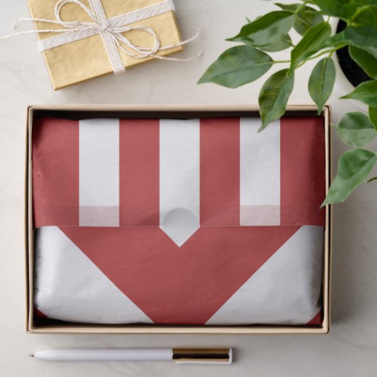 Papier Mousseline Blancs et Chevrons sur Rouge avec Monogramme (Cadeau)