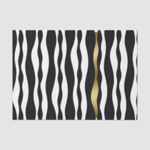 Papier Mousseline Blancs et Noirs Vagues Touché D'Or