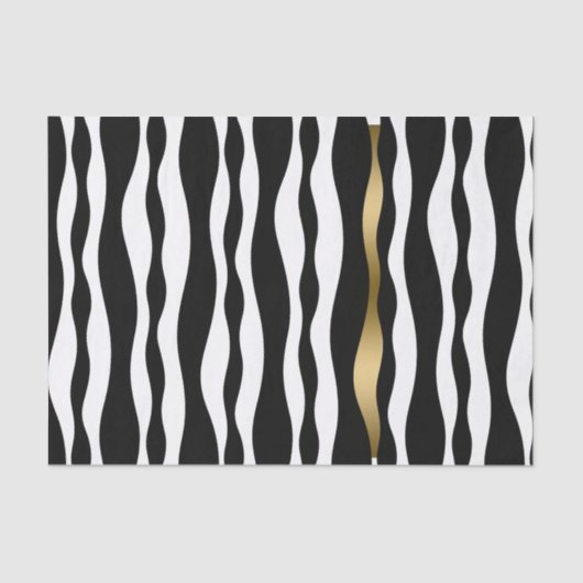Papier Mousseline Blancs et Noirs Vagues Touché D'Or (Recto)
