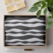 Papier Mousseline Blancs et Noirs Vagues Touché D'Or (Cadeau)