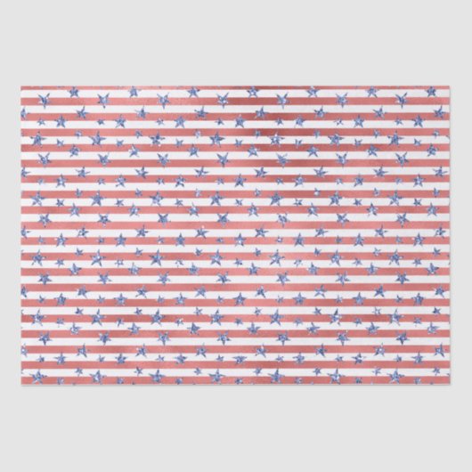 Papier Mousseline Blancs rouges Parties scintillant Bleus étoiles (Recto)