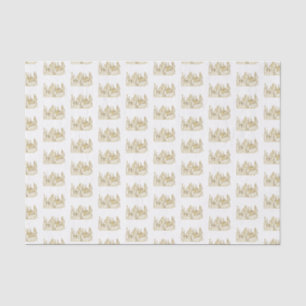 Papier Mousseline Blason de Château Héraldique Vintage #2 Faux Or