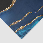 Papier Mousseline Bleu Agate Marbre brillant Parties scintillant dor (Détail)