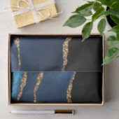 Papier Mousseline Bleu Agate Marbre brillant Parties scintillant dor (Cadeau)