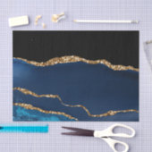 Papier Mousseline Bleu Agate Marbre brillant Parties scintillant dor (Artisanat)