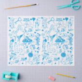 Papier Mousseline Bleu Alice au pays des merveilles Découpage Motif (Artisanat)