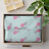 Papier Mousseline Bleu avec ananas rose (Cadeau)