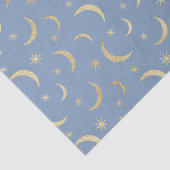 Papier Mousseline Bleu avec lunes d'or et soleils (Détail)