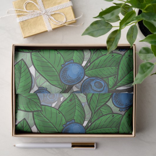 Papier Mousseline Bleu blanc (Cadeau)