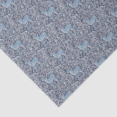 Papier Mousseline Bleu Blanc Cerf Intricte Nature Motif de Noël (Détail)