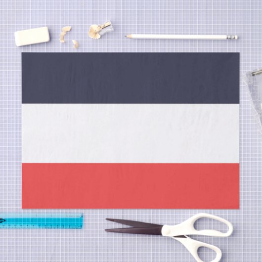 Papier Mousseline Bleu blanc et rouge rayé (Artisanat)