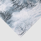 Papier Mousseline Bleu Blanc hiver Neige Arbres de Noël (Détail)