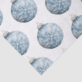 Papier Mousseline Bleu Blanc Noël Snowflakes Ornements (Détail)