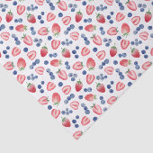 Papier Mousseline Bleu blanc rouge pâtisseries d'été Bleu bleuets (Détail)