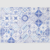 Papier Mousseline Bleu Blanc Russe Ferme Carrelage Motif Découpage (Recto)