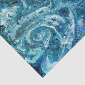 Papier Mousseline Bleu Blanc Turquoise Mer vague Splash Abstraction (Détail)