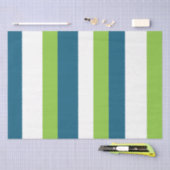 Papier Mousseline Bleu Blanc Vert Frappes Verticales (Artisanat)
