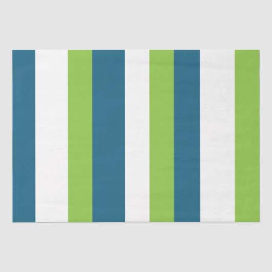 Papier Mousseline Bleu Blanc Vert Frappes Verticales (Recto)