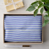 Papier Mousseline Bleu Blanc Vertical Stripes Cool Moderne Motif (Cadeau)