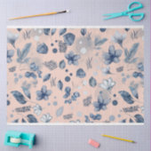 Papier Mousseline Bleu bleu marine bleu floral (Artisanat)