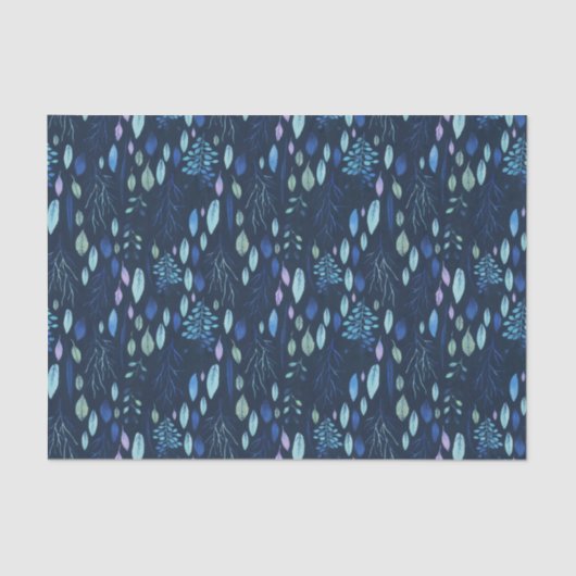 Papier Mousseline Bleu bleu marine Botanique Feuille Jardin Aquarell (Recto)