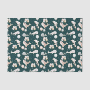 Papier Mousseline Bleu bleu marine gris rose baleine Dolphin Balloon