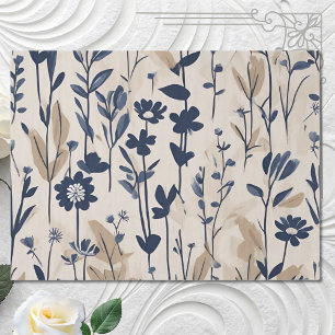 Papier Mousseline Bleu bleu marine moderne Fleurs marguerites Super