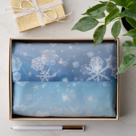Papier Mousseline Bleu brillant Wonderland Crystal Snowflakes (Cadeau)
