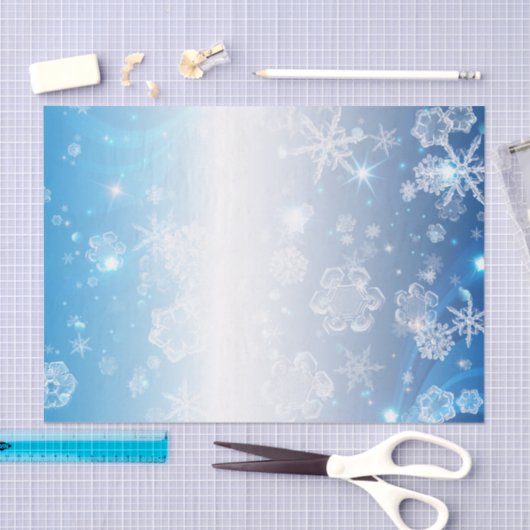 Papier Mousseline Bleu brillant Wonderland Crystal Snowflakes (Artisanat)