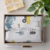 Papier Mousseline Bleu Camions de construction et Motif à thème du s (Cadeau)