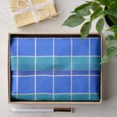 Papier Mousseline Bleu Carré rayures (Cadeau)