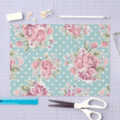 Papier Mousseline Bleu, chic minable, blanc de point de polka, rose (Artisanat)