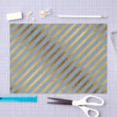 Papier Mousseline Bleu clair avec bandes Diagonal Or (Artisanat)