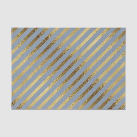 Papier Mousseline Bleu clair avec bandes diagonales dorées (Recto)
