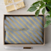 Papier Mousseline Bleu clair avec bandes diagonales dorées (Cadeau)
