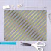Papier Mousseline Bleu clair avec bandes diagonales dorées (Artisanat)