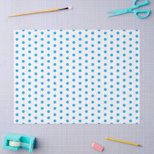 Papier Mousseline Bleu clair Pois Preppy Multi use (Artisanat)