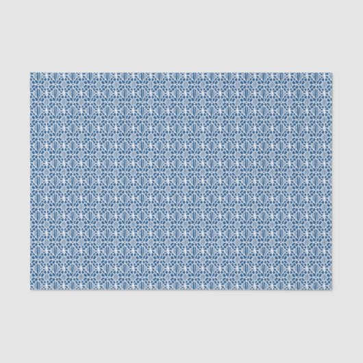 Papier Mousseline Bleu Classique Avec Motif Crochet Blanc (Recto)