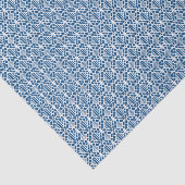 Papier Mousseline Bleu Classique Avec Motif Crochet Blanc (Détail)